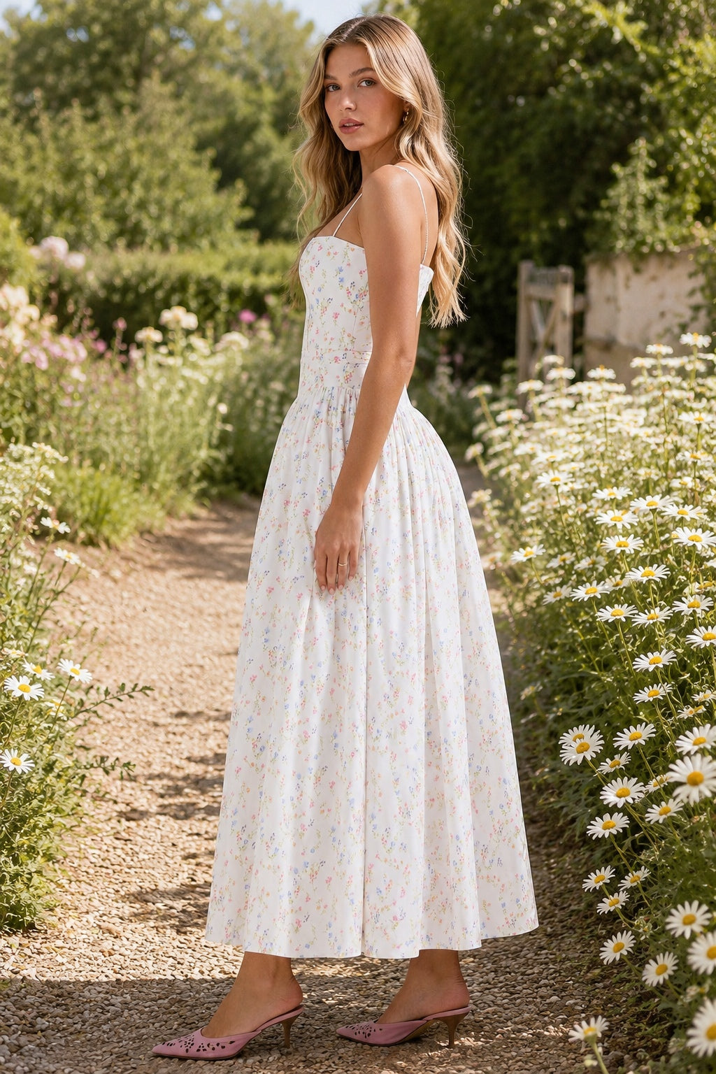 Ditsy Floral Slim Fit Slip Dress