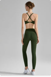 Seamless Cross Back Bra Sculpting Pants Activewear Set