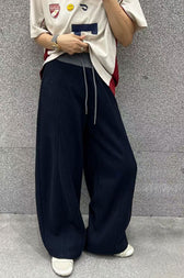 Solid Color Casual Fluid Wide Leg Fleece Sweat Pants