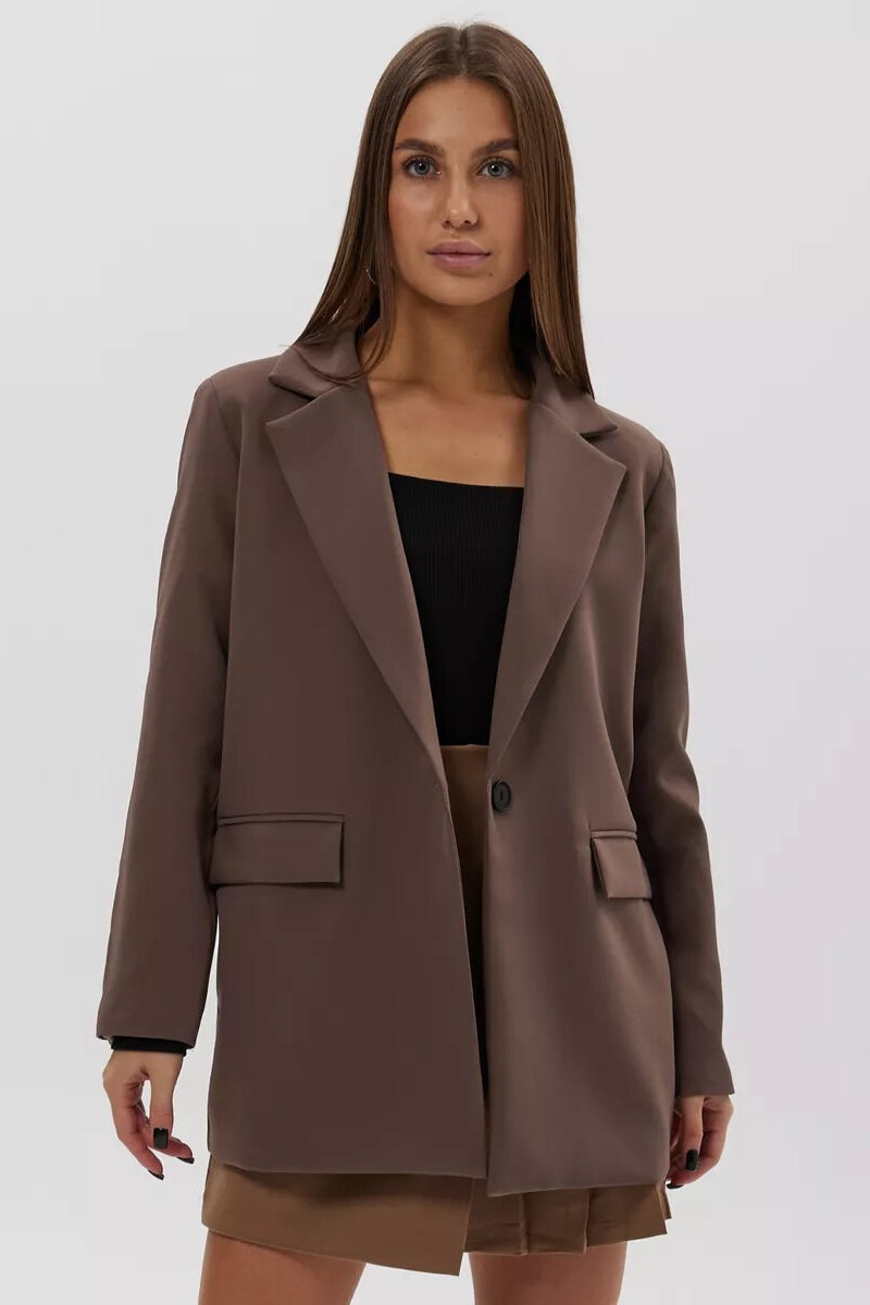 Single Button Loose Fit Blazer