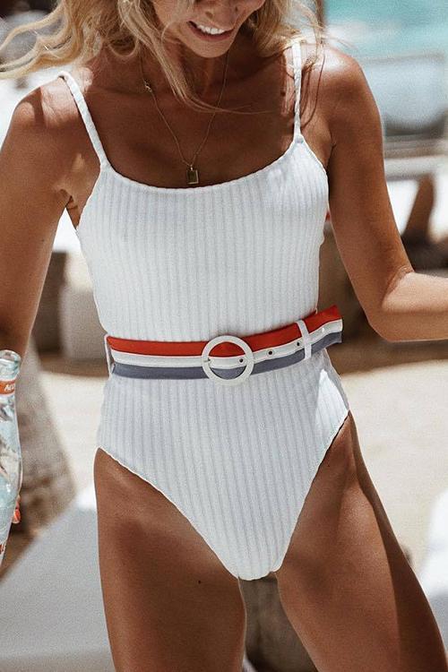 Solid One Piece Swimsuit