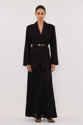 Elegant Sheer Lace Bodycon Maxi Skirt