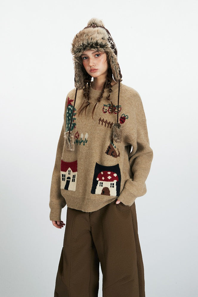 Casual Printed Slouchy Knit Top