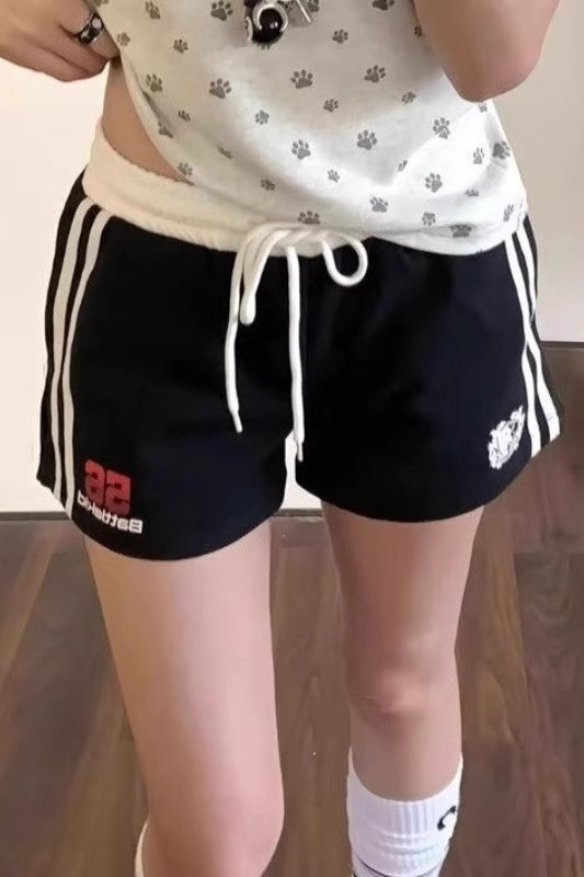 Vintage Letter Print Relaxed Fit Shorts
