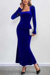 Velvet Long-sleeved Sexy Backless Slim Fit Fishtail Maxi Dress - View 15
