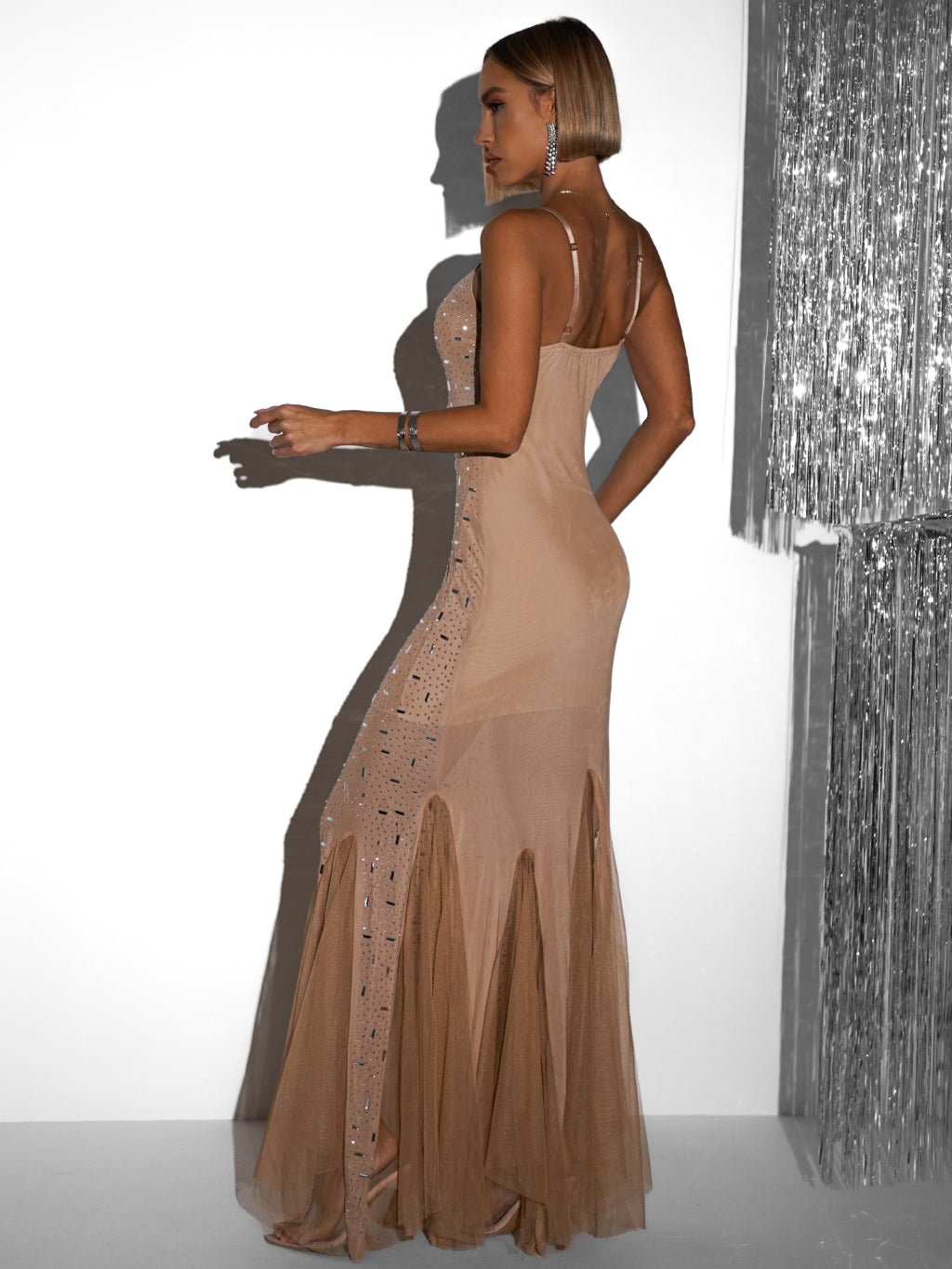 CHARMING SEQUIN MESH MAXI DRESS