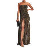 Strapless Mesh High Split Maxi Dress 6