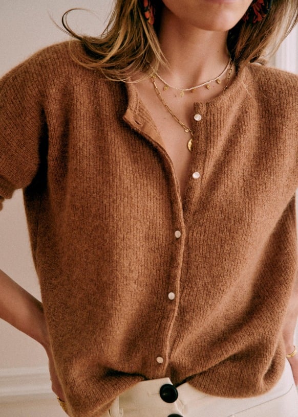 V-Neck Long Sleeve Button Front Knit Cardigan