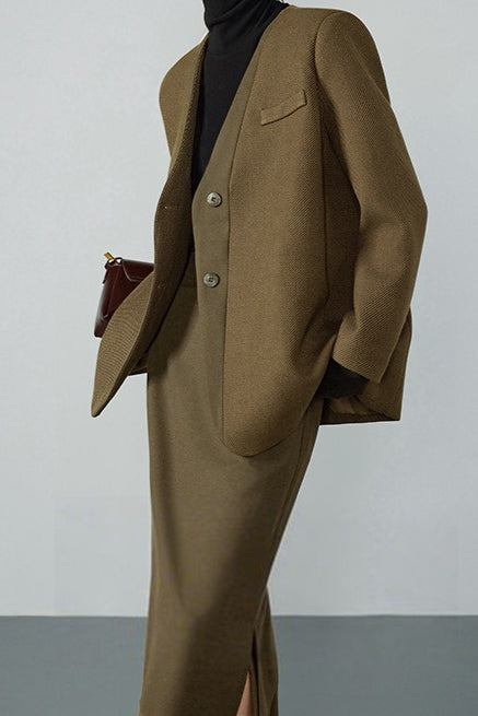 V Neck Single Breasted Blazer