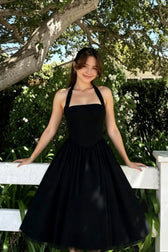 Tie-Waist Puff Party Dress