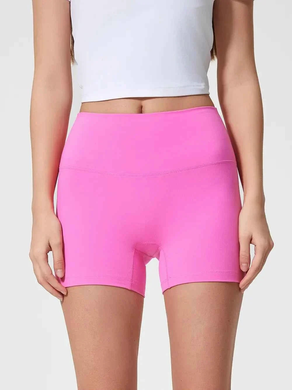 Wide Waistband High Waist Fitted Stretch Active Shorts 31