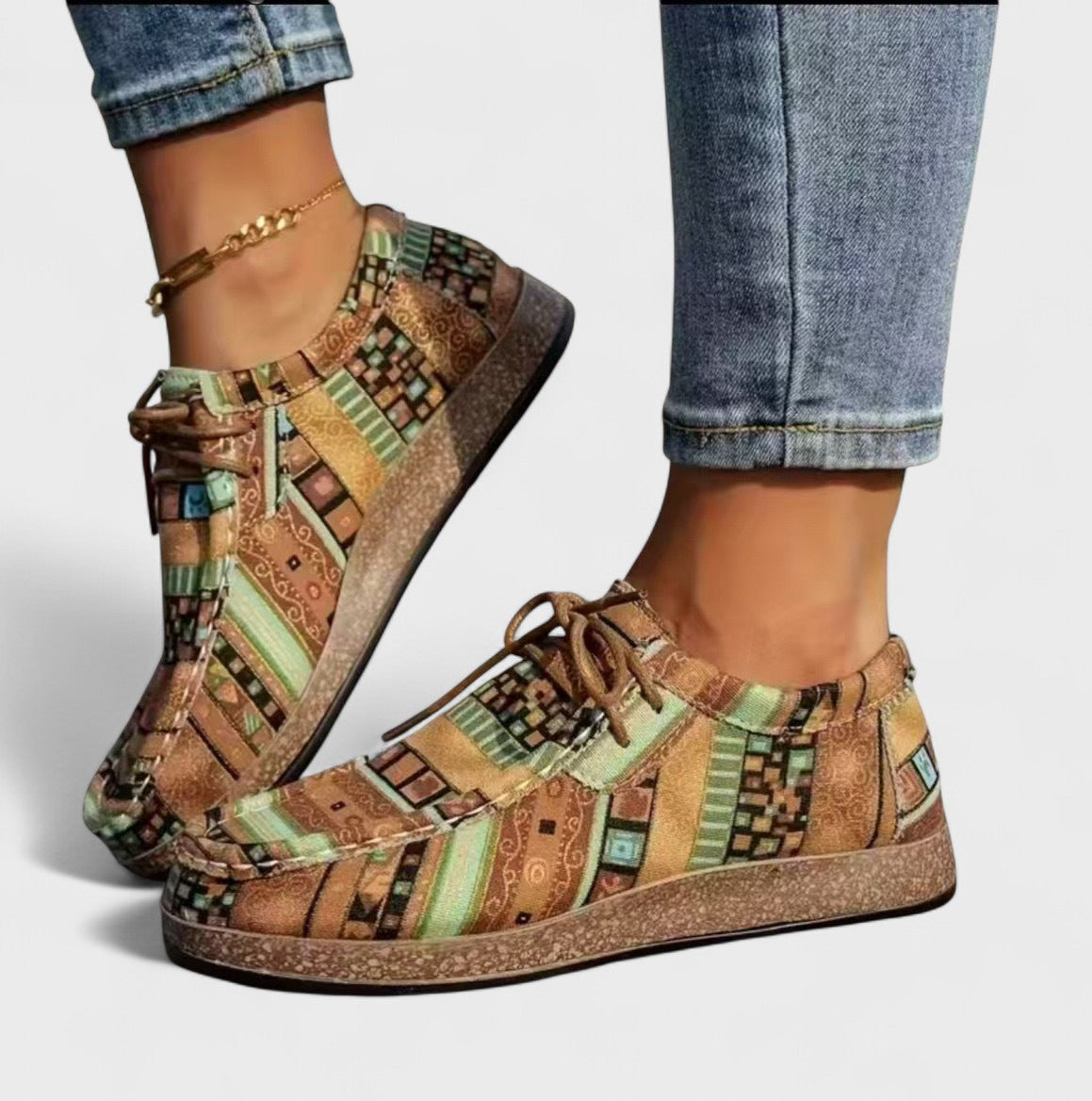 Aztec Print Lace Up Platform Sneakers