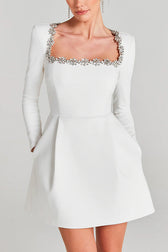Endless Celebration Velvet Jewel Embellished Trim Mini Dress - View 16