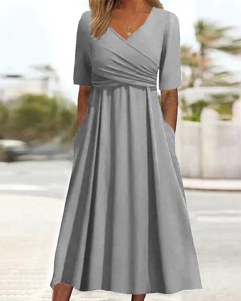Hannah Effortless Women's Short Sleeved Wrap Dress, Elevated Occasion Wear