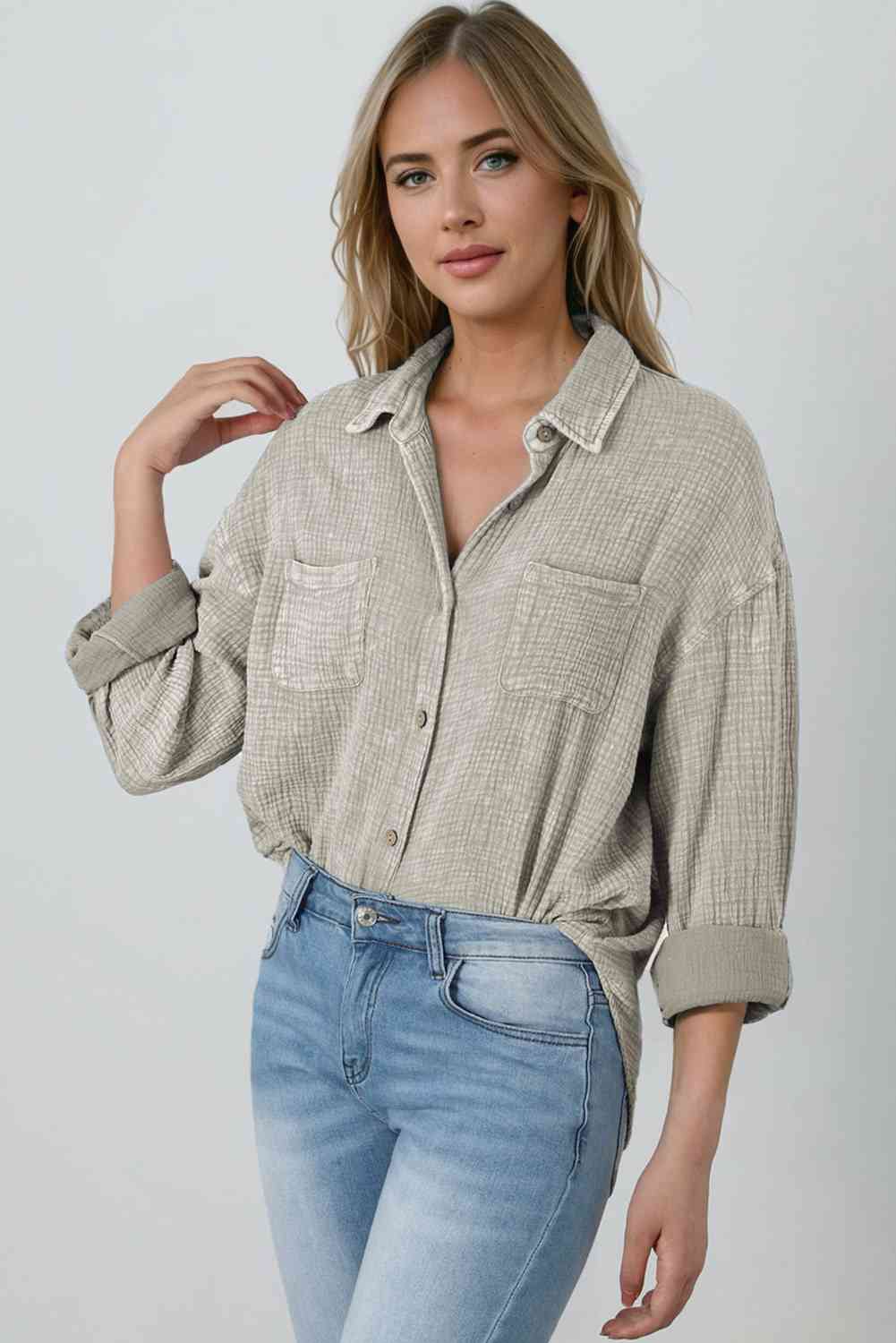 Blouse Textured With Buttons