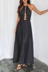 Halter Neck Cut Out Satin Maxi Dress 8