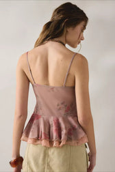 Lace Panel Open Back Cami Top