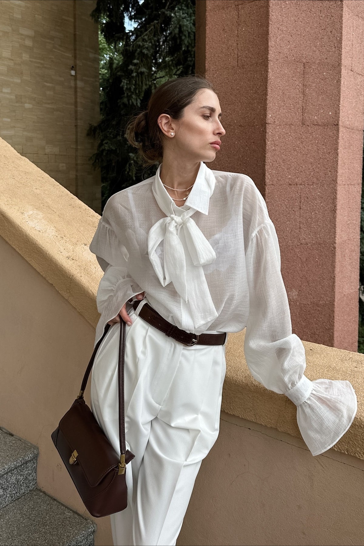 Bow Tie Sheer Blouse