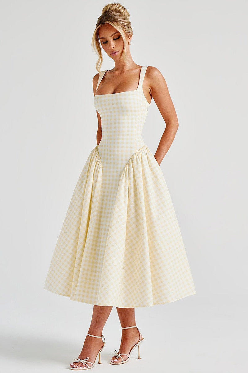 Gingham Backless Slip Birthday Dress