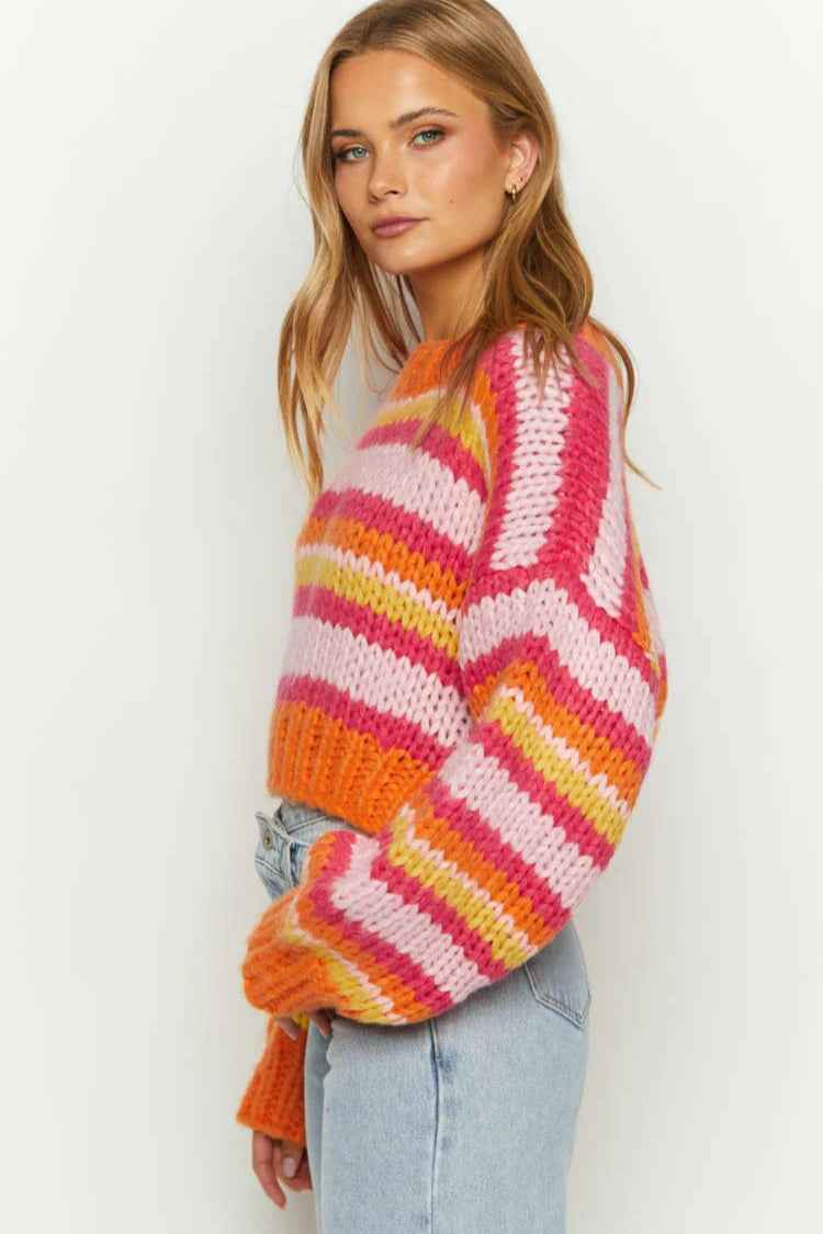 Striped Knit Pullover Sweater