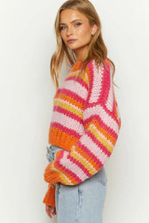 Striped Knit Pullover Sweater