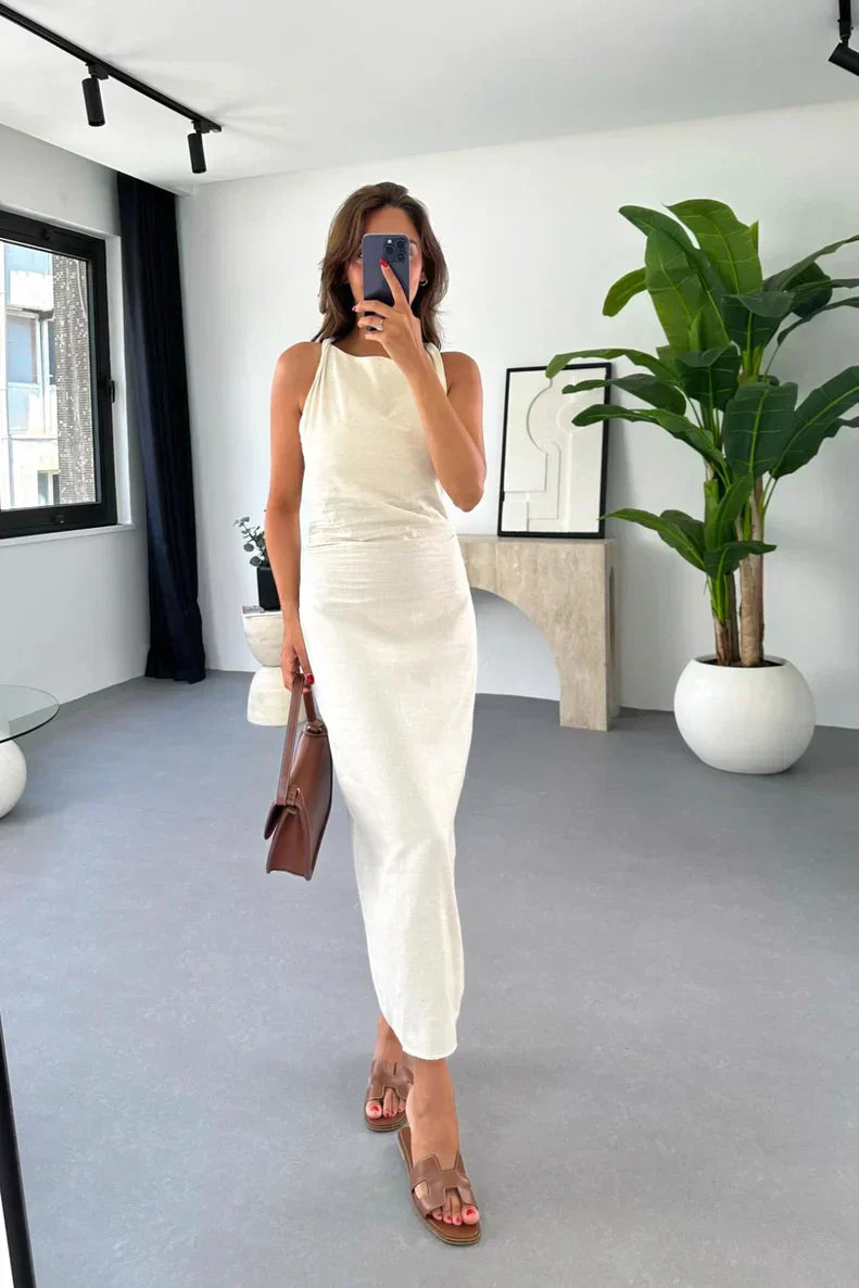 Alexandra Minimalist Open-Shoulder Midi Dresses Statement Occasion Edit