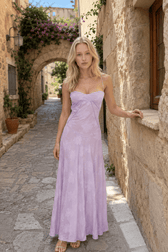 Serena Retro Purple Charming Printed Maxi Dress