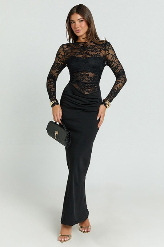 Lace Panel Bodycon Lace Dress