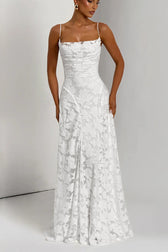 Jacquard Cami Backless Maxi Lace Dress 4