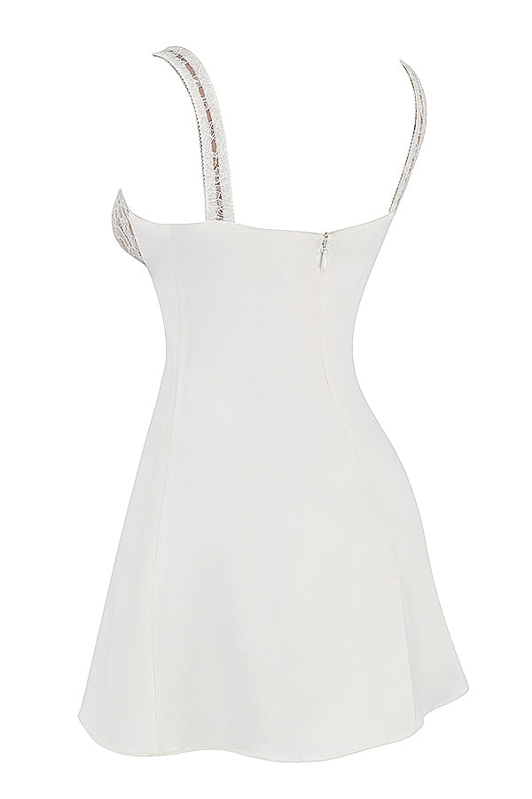 Satin Sheer Lace Cup Bustier Sleeveless Mini Dress 14