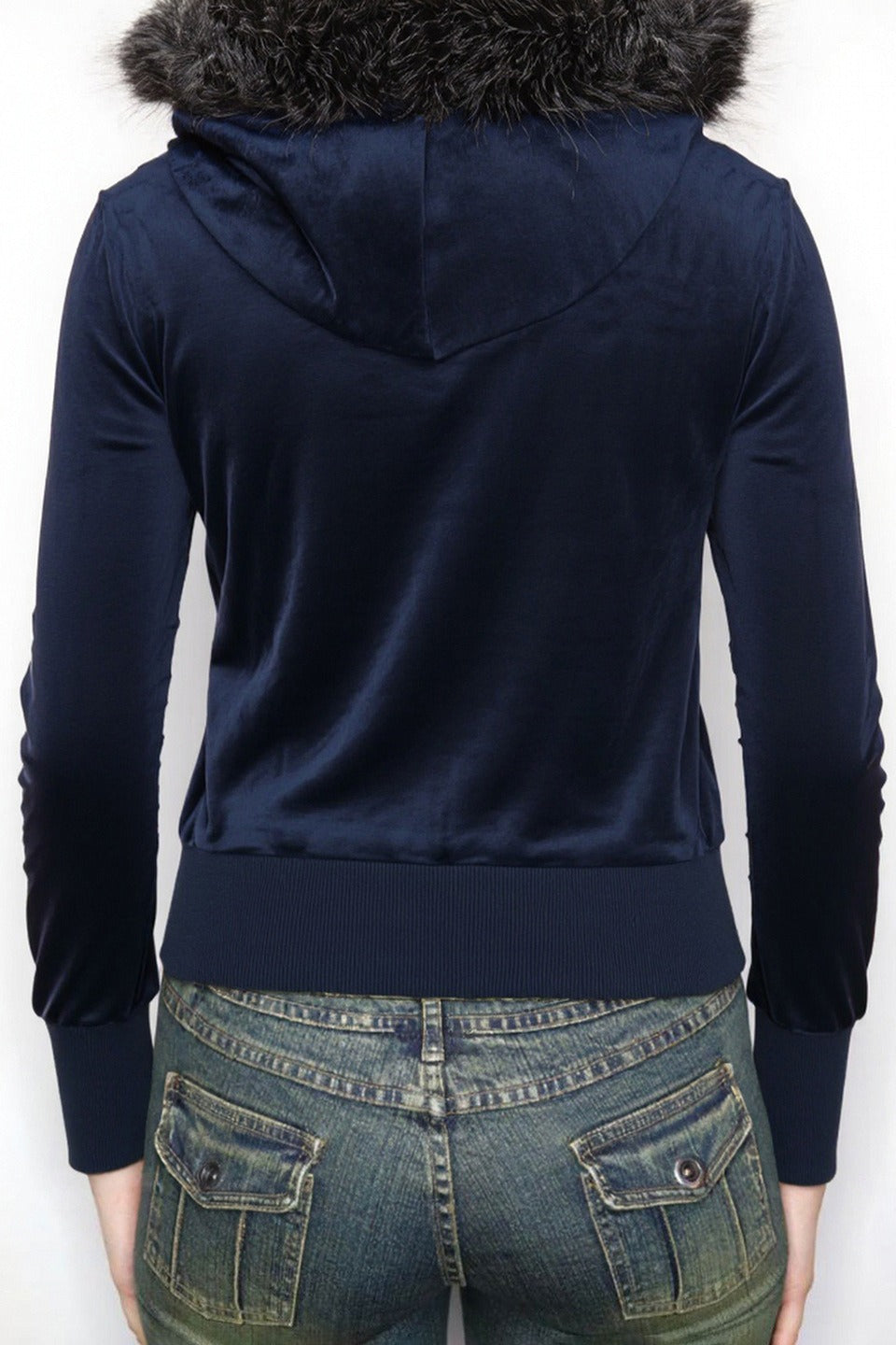 Faux Fur Velvet Zip Hoodie