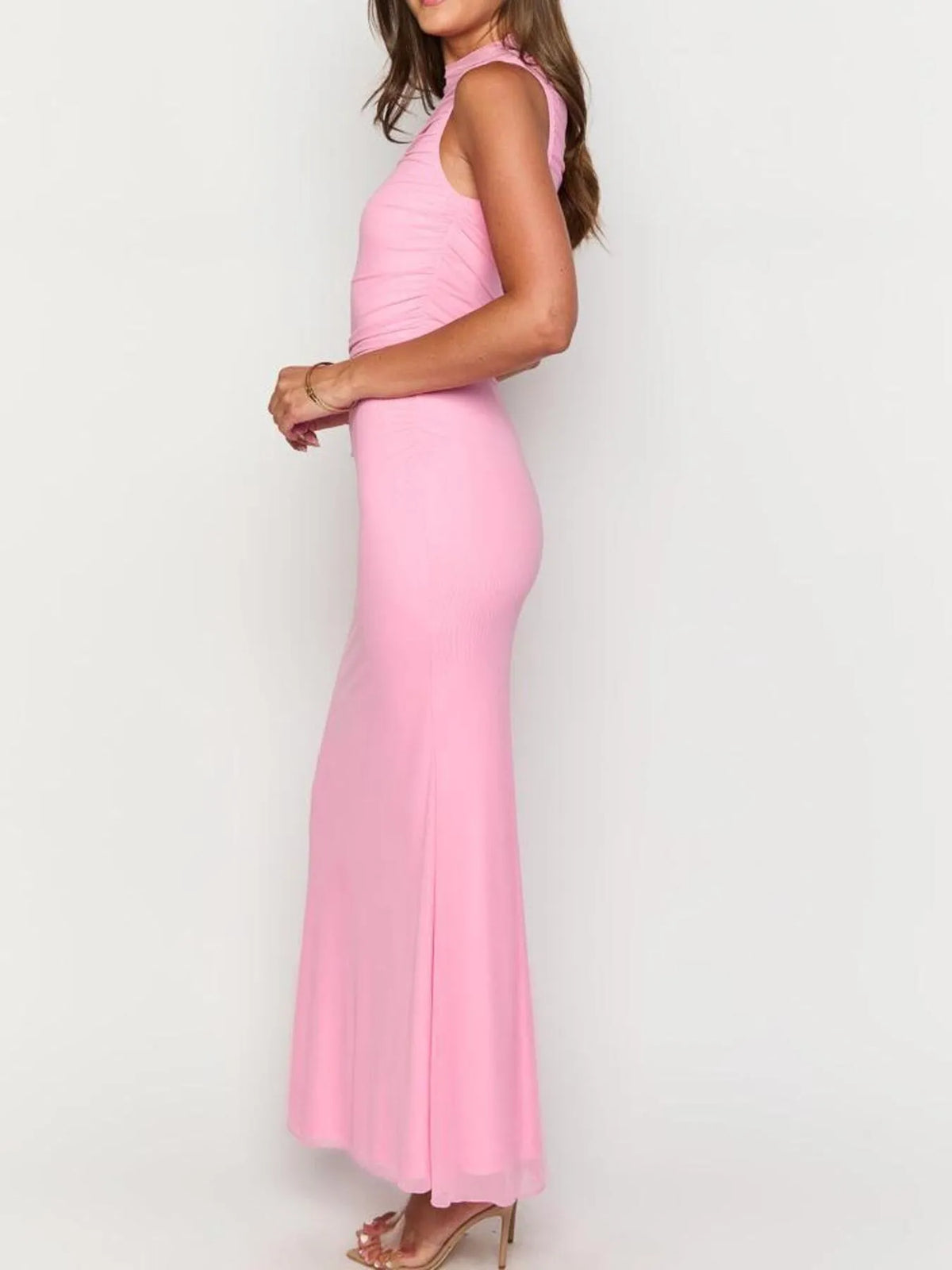 Ruched Sleeveless Bodycon Maxi Dress