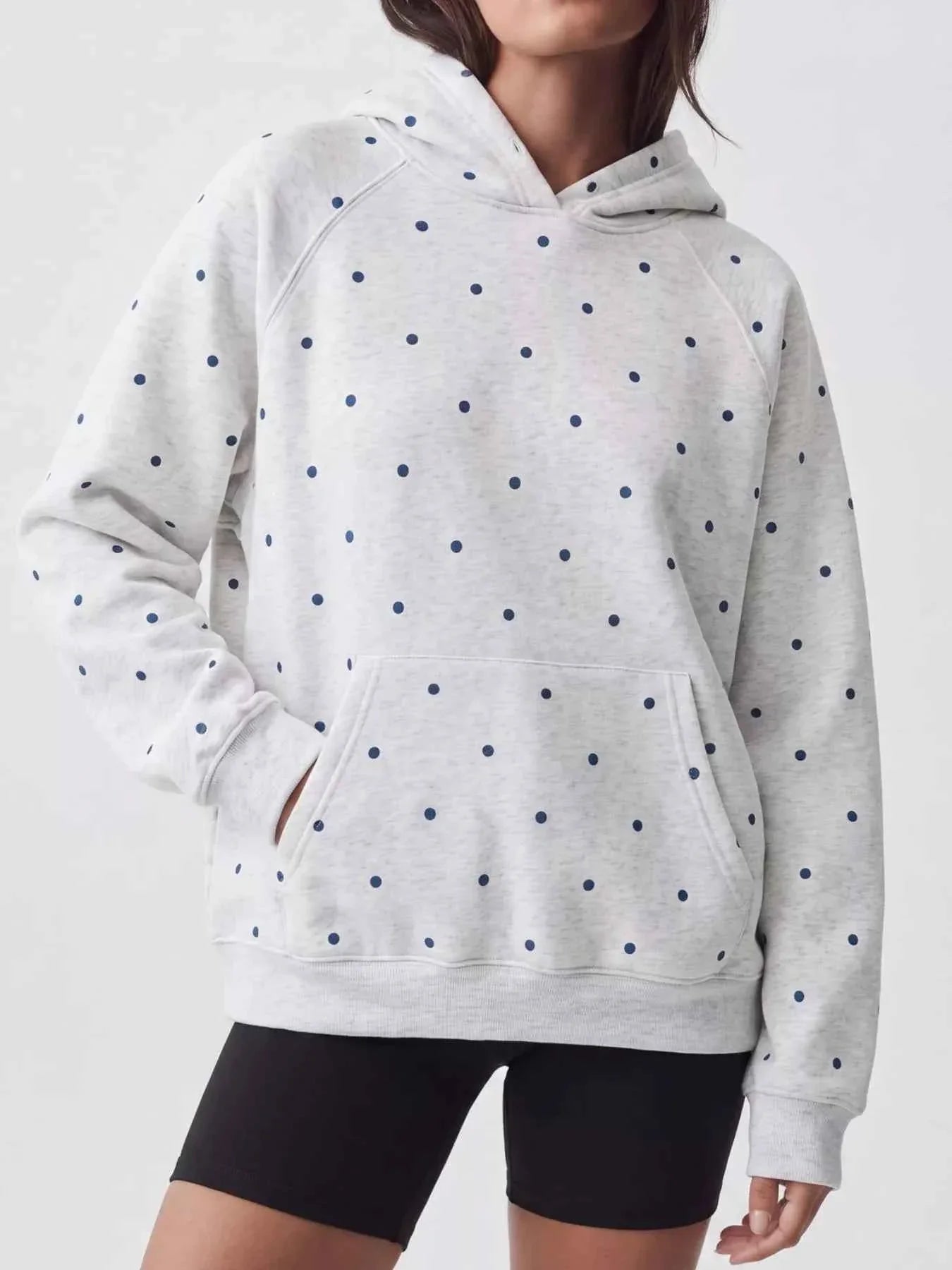 Polka Dot Raglan Sleeve Hoodie