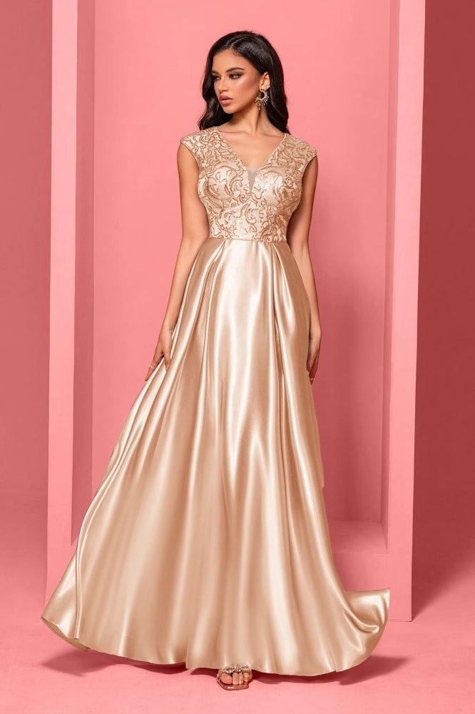 V Neck Sleeveless Mermaid Prom Dress