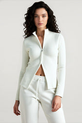 Stand Collar Slim Fit Dual Zip Cardigan