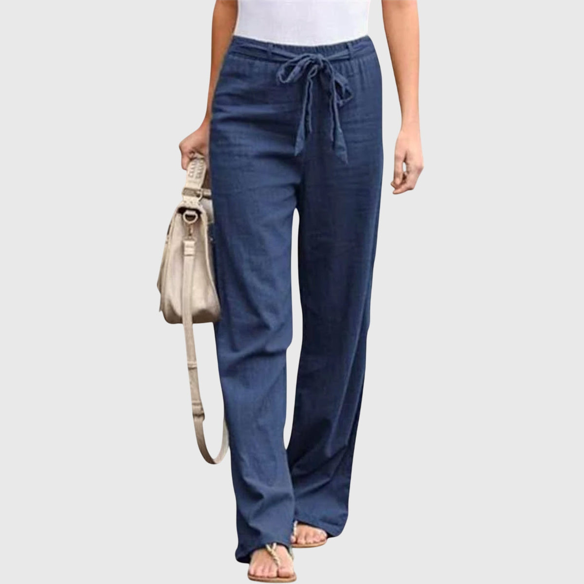Tie Waist High Rise Wide Leg Pants