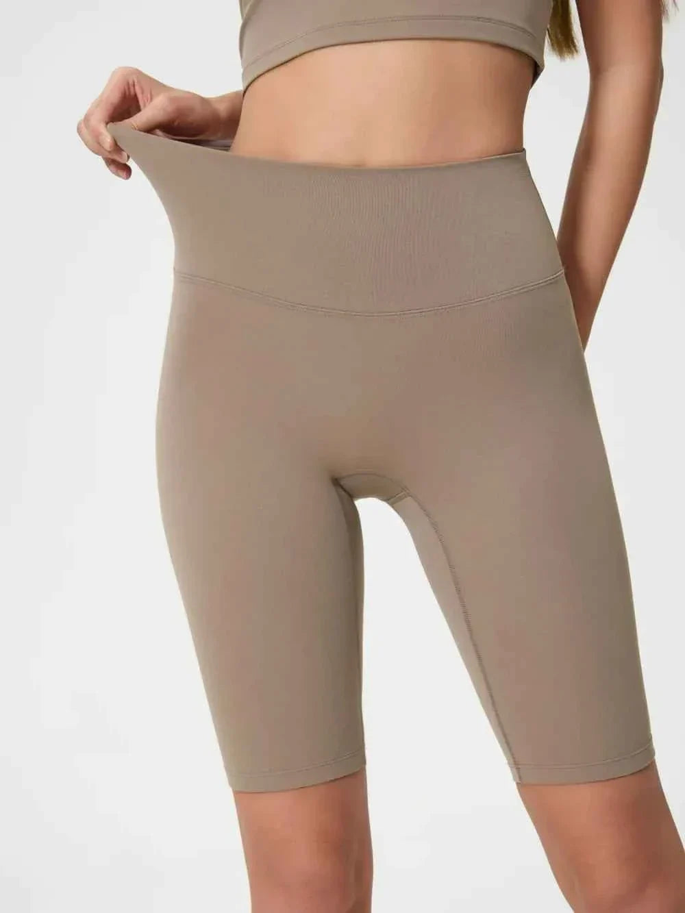 High Waist Wide Waistband Knee Length Active Biker Shorts 16