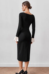 U Neck Lace Panel Midi Dress - View 3