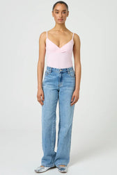 Twist Front V-Neck Cami Fitted Crop Top