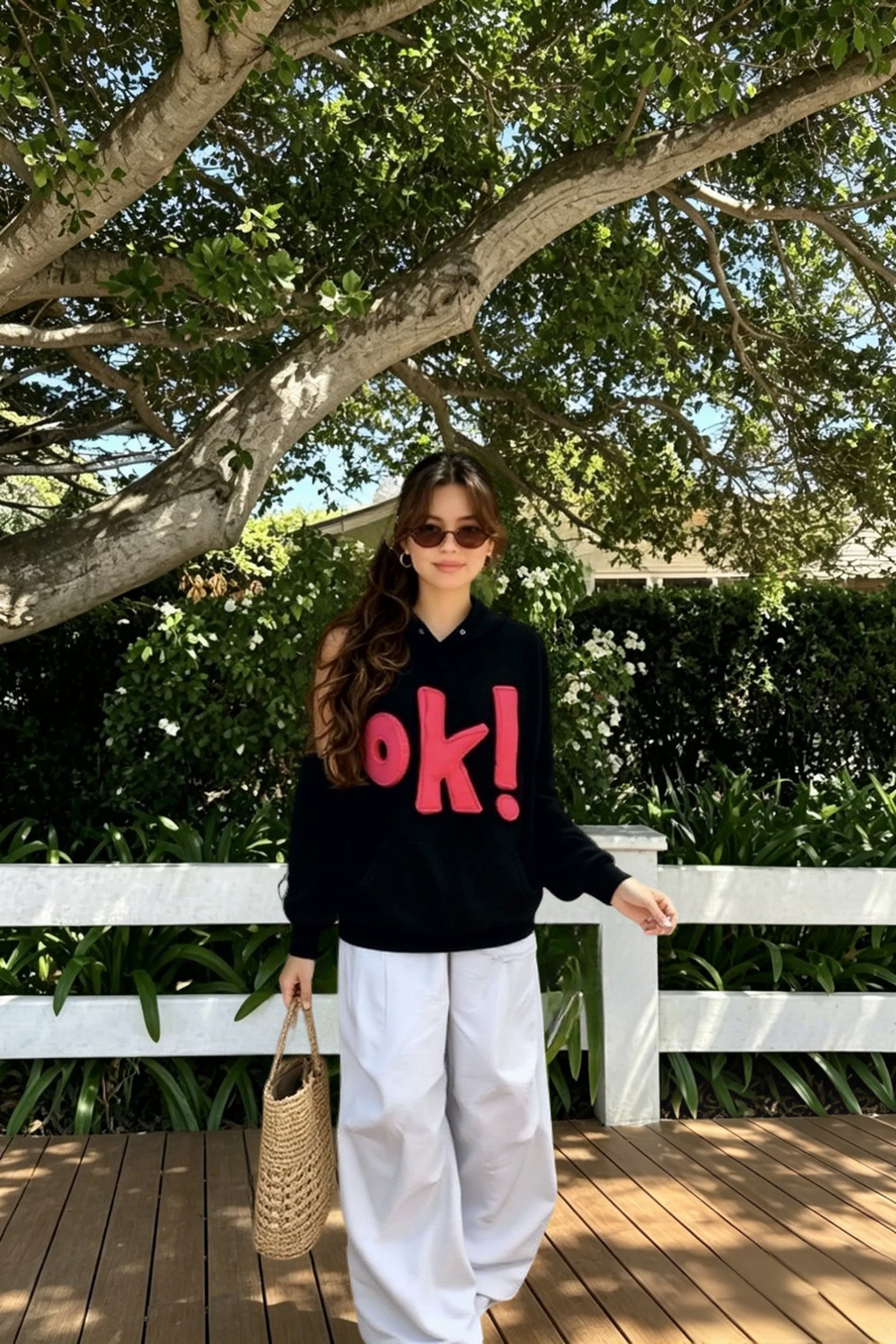3D OK Letter Print Hoodie