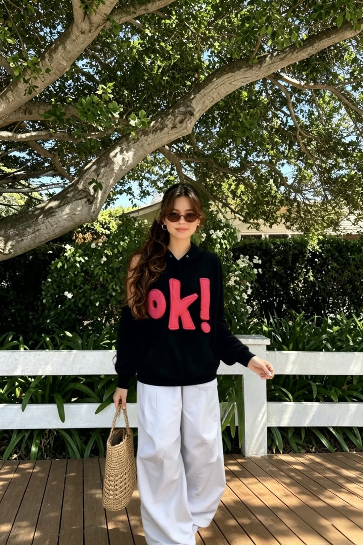 Letter Applique Long Sleeve Oversized Pullover Hoodie 2