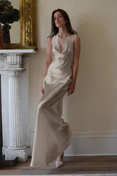 Off-the-Shoulder Lace Satin Dress