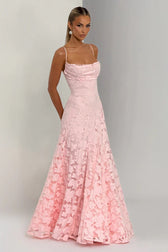 Jacquard Cami Backless Maxi Lace Dress 10