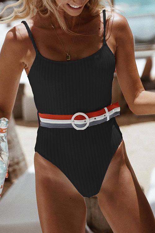 Solid One Piece Swimsuit
