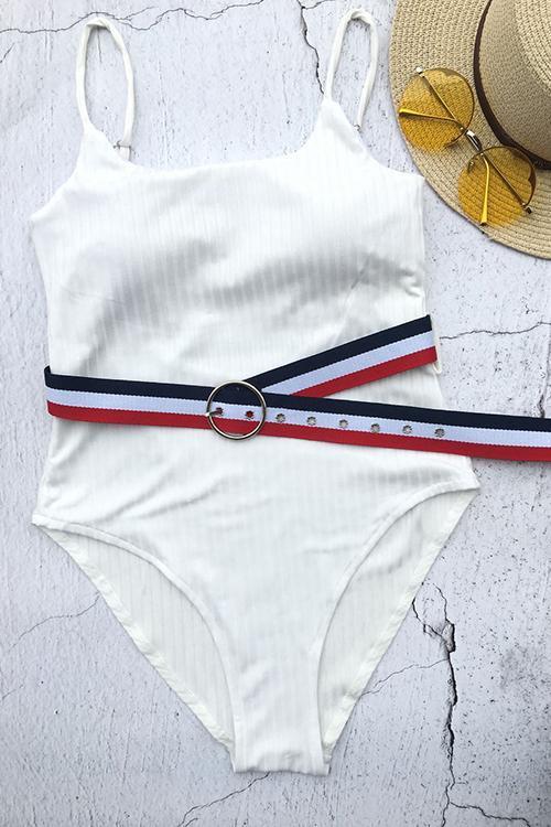 Solid One Piece Swimsuit