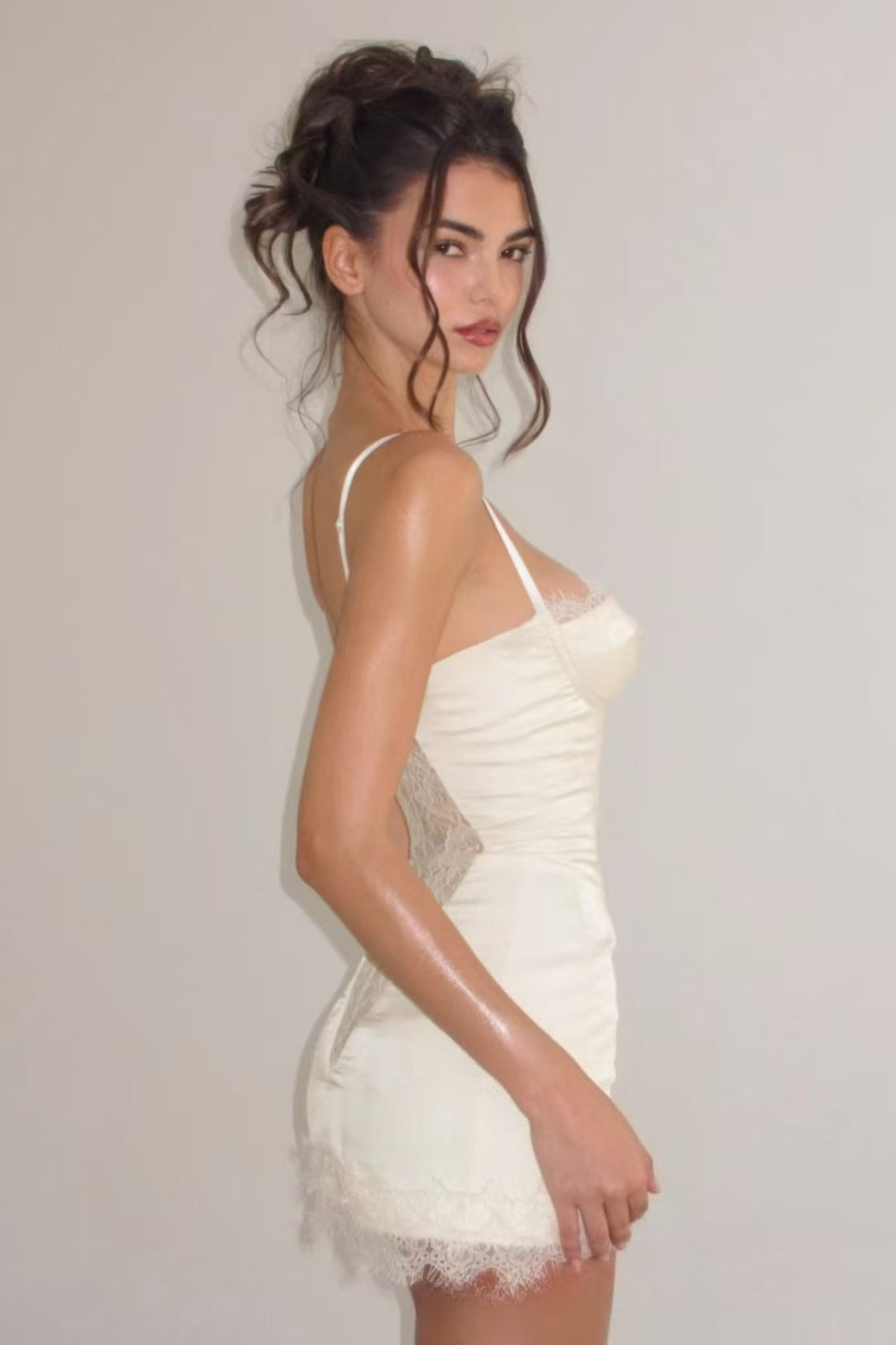 Lace Satin Mini Dress