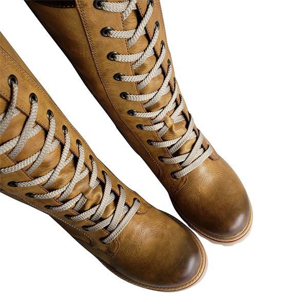 Women Winter Lace Up Knitted High Boots