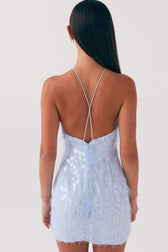 Backless Halter-Neck Sequin Dress