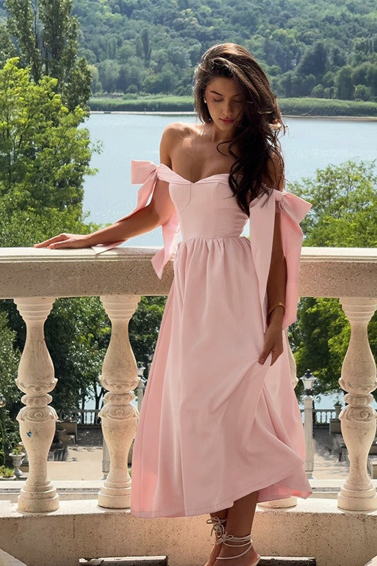 OffShoulder Edition TieFront Maxi Party Dress