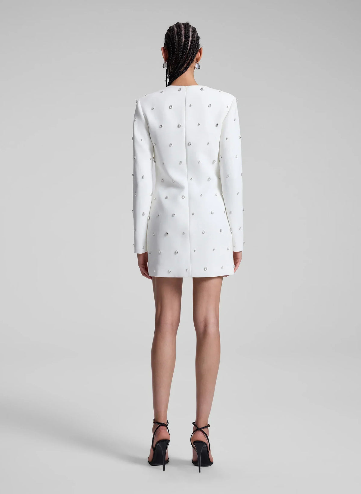 Crystal Embellished Crew Neck Long Sleeve Shift Mini Dress 5
